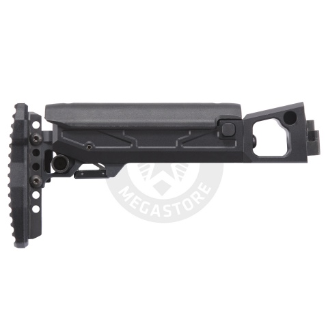 Atlas Custom Works Folding Telescopic Buttstock w/ Cheek Riser for GHK AK74 GBB Airsoft Rifle - (Black)