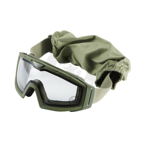 Lancer Tactical Rage Protective Green Airsoft Goggles - CLEAR LENS