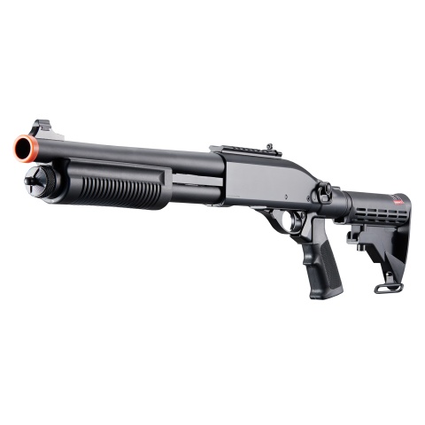 Golden Eagle M8871 3/6-Shot Pump Action CO2 Gas Airsoft Shotgun w/ Ghost Ring Iron Sights & M4 Crane Stock