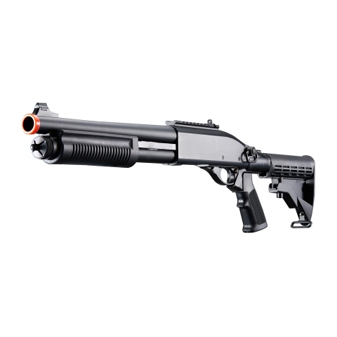 Golden Eagle M8871 3/6-Shot Pump Action Gas Airsoft Shotgun w/ Ghost Ring Iron Sights & M4 Crane Stock