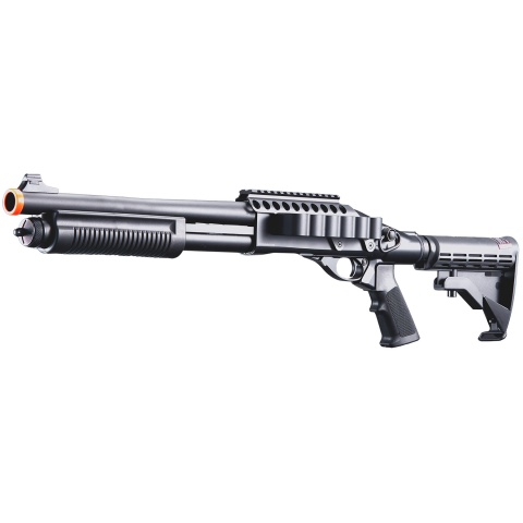 Golden Eagle M8873 3/6-Shot Pump Action CO2 Airsoft Shotgun w/ Optic Rail & M4 Crane Stock