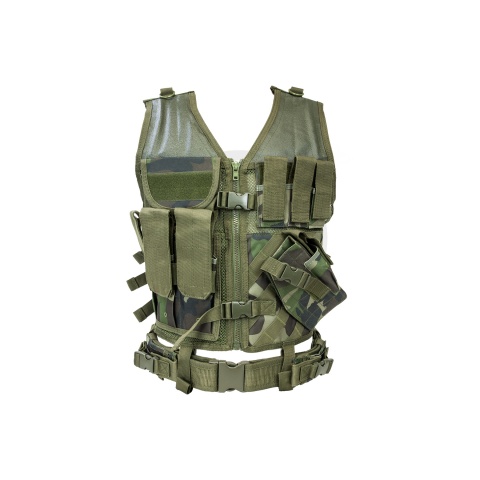 NcStar Military Cross Draw Vest w/ Integrated Holster - (Woodland Camo/XL-2XL)
