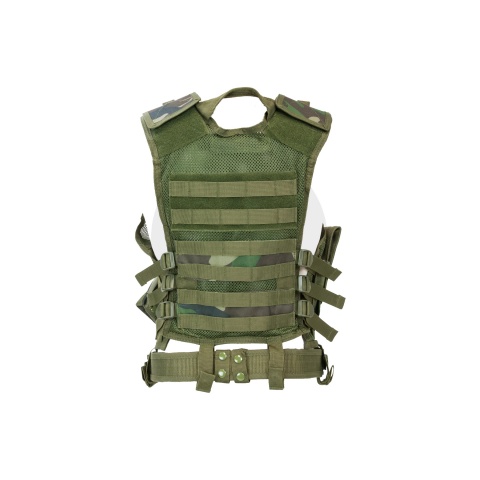 NcStar Military Cross Draw Vest w/ Integrated Holster - (Woodland Camo/XL-2XL)