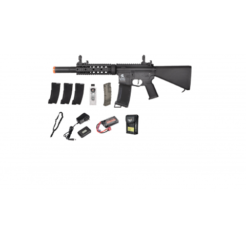 Lancer Tactical Gen 3 Nylon Polymer M4 SD Airsoft AEG Rifle w/ Stubby Stock - ( READY TO PLAY BUNDLE PACK )