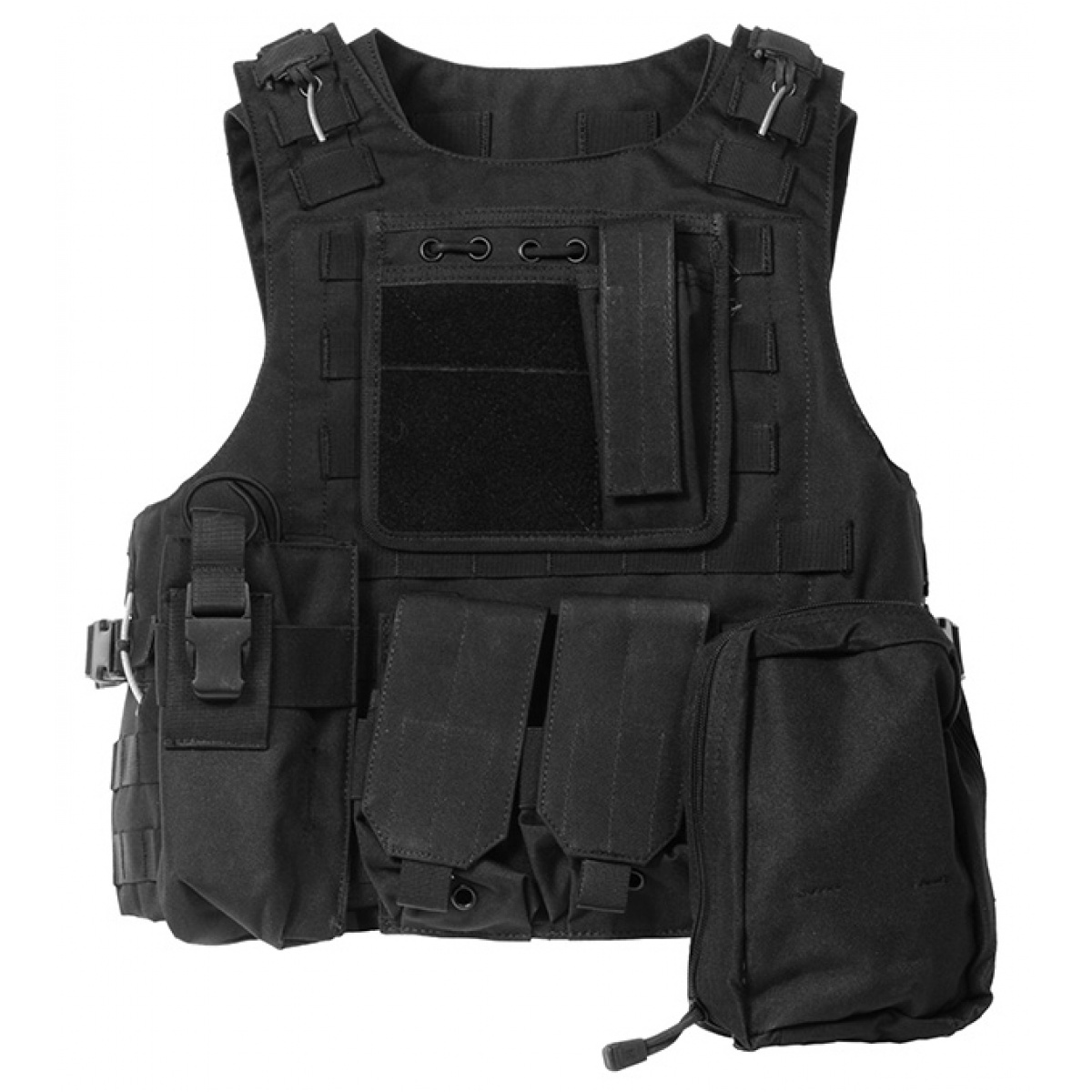 AMA Airsoft MOLLE Plate Carrier w/ 6 Pouches - BLACK | Airsoft Megastore