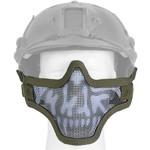 UK Arms Airsoft Tactical Metal Mesh Half Mask Helm Vers - SKULL/DRAB