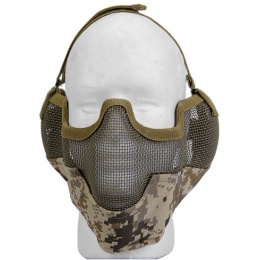 UK Arms Airsoft Metal Mesh Half Face Mask w/ Ear Pro - DESERT DIGI