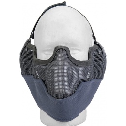 UK Arms Airsoft Metal Mesh Lower Half Face Mask w/ Ear Pro - GRAY