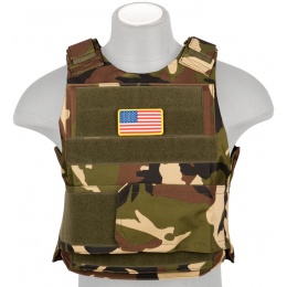 airsoft woodland vest carrier tactical armor plate body lancer