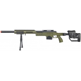 Well Airsoft M24 Bolt Action Rifle w/ Fiber Stock & Bipod - OD GREEN