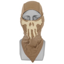 UK Arms Airsoft Tactical Glow-in-Dark Skull Balaclava Face Mask - TAN