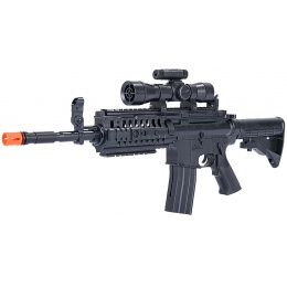 UK Arms Airsoft Mini M4 SIR Spring Powered Rifle w/ Scope - BLACK ...