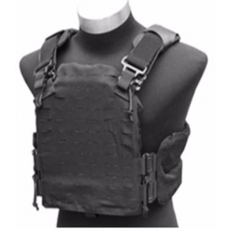 AMA Laser Cut Airsoft Tactical Vest w/ MOLLE Webbing (Black)