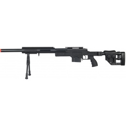 WellFire MB4411D Bolt Airsoft Sniper Rifle w/ Bipod - BLACK