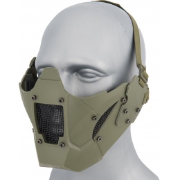 WoSport Adjustable Retro Mecha Half Face Mask - OD GREEN