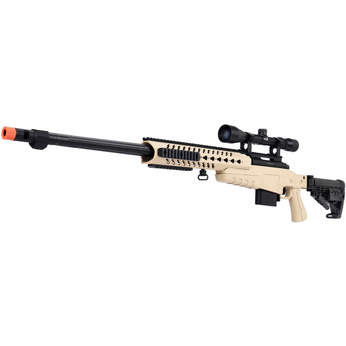 WellFire MB4418-1 Bolt Action Airsoft Sniper Rifle w/ Scope - TAN ...