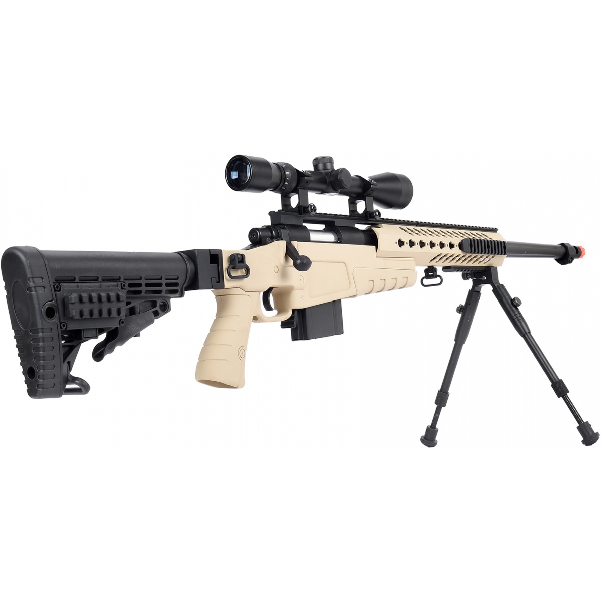 WellFire MB4418-1 Bolt Action Airsoft Sniper Rifle w/ Scope & Bipod ...