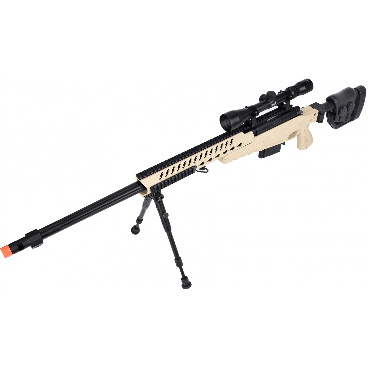 WellFire MB4418-2 Bolt Action Airsoft Sniper Rifle w/ Scope & Bipod ...