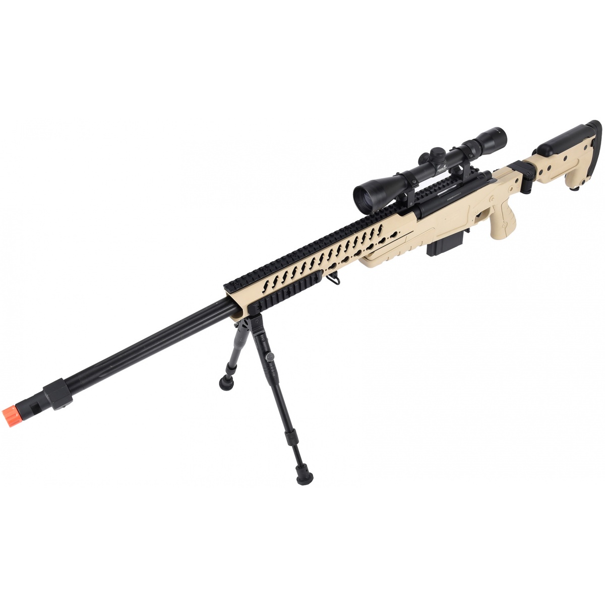 WellFire MB4418-3 Bolt Action Airsoft Sniper Rifle w/ Scope & Bipod ...